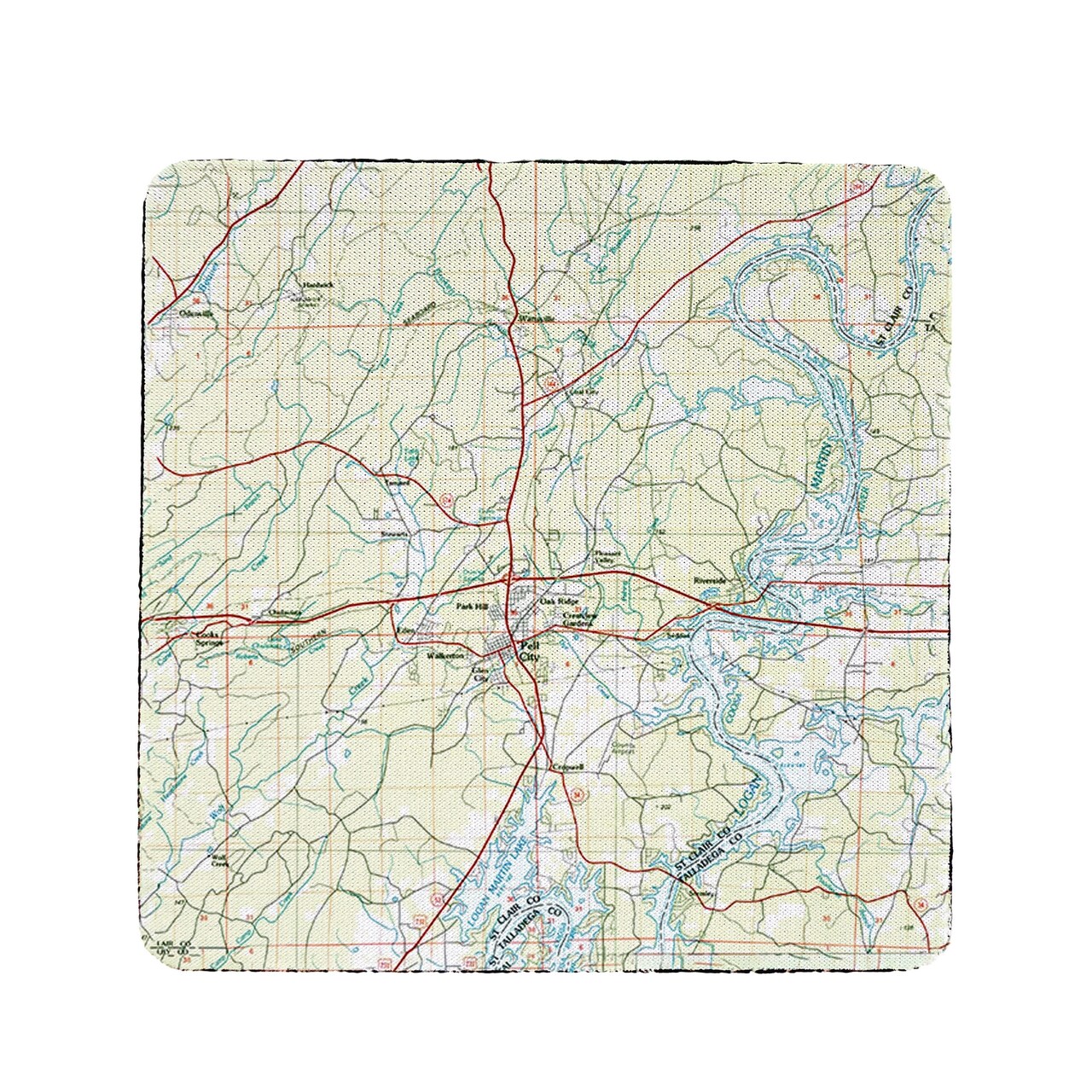 Betsy Drake Logan Martin Lake, AL Nautical Map Coaster Set of 4